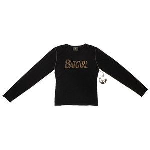 DC Comics Batgirl Cashmere Top Rhinestone Logo